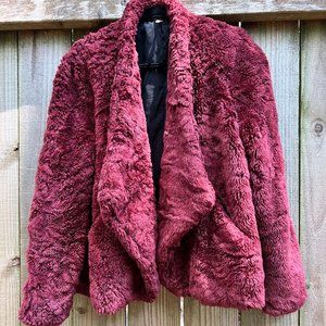 Free People Maroon Faux Fur Coat